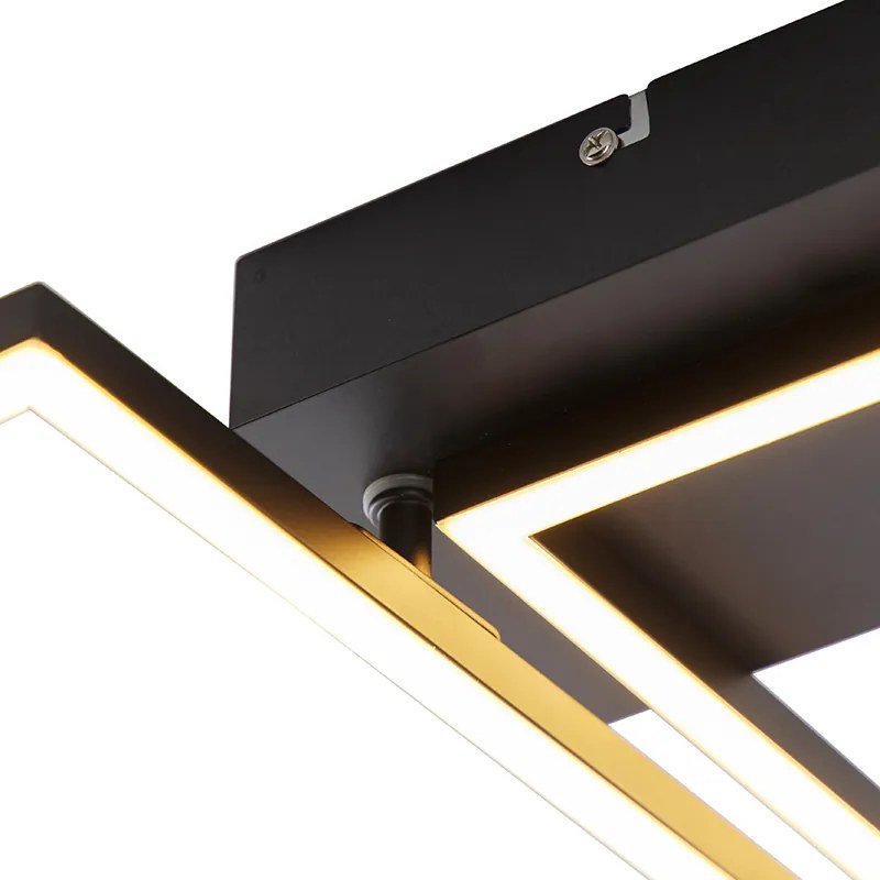 Plafoniera quadrata nera dimmerabile a 3 step - Plazas Novo