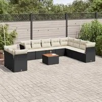 Set Divani da Giardino 11 pz con Cuscini in Polyrattan Nero 3223718