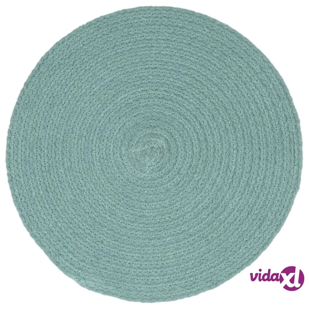 vidaXL Tovagliette 4 pz Verde Neutro 38 cm Rotonde in Cotone