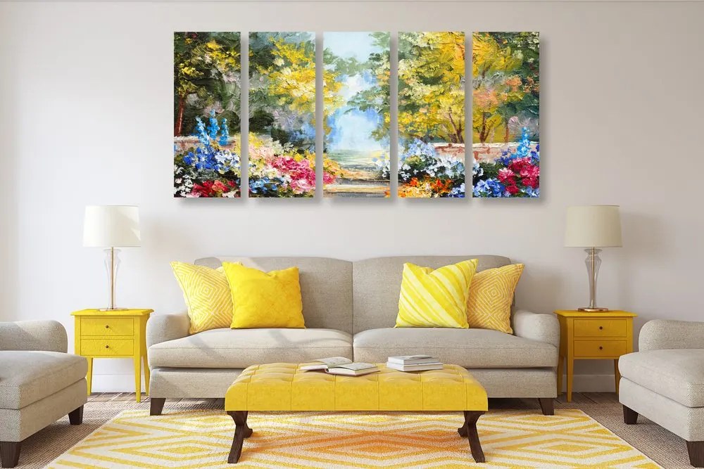 Quadri 5 pezzi – Pittura a olio di paesaggio