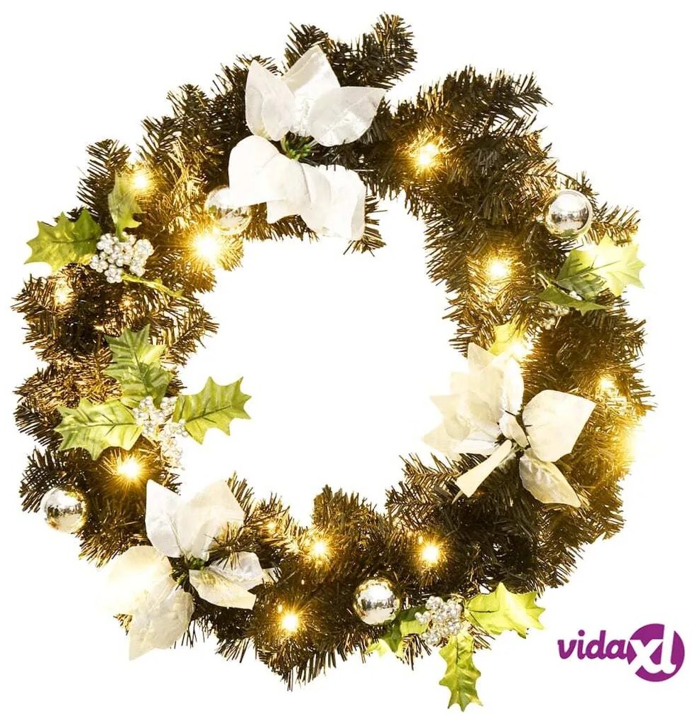 vidaXL Ghirlanda Natalizia con Luci LED Nera 60 cm in PVC