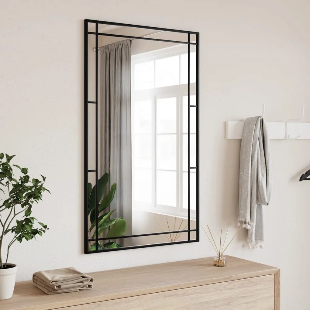 Specchio Da Parete Nero 60x100 Cm Rettangolare İn Ferro /