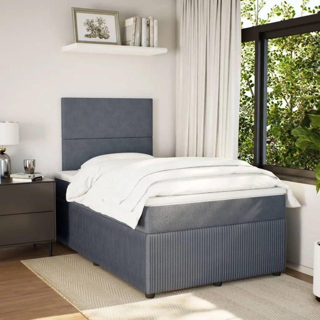 Giroletto a molle con materasso grigio scuro 120x200 cm velluto