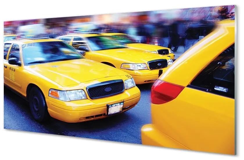 Quadro di vetro Taxi giallo città 100x50 cm
