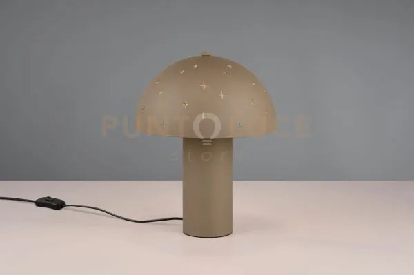 Seta lampada da tavolo metallo tortora con diffusore effetto stelle...