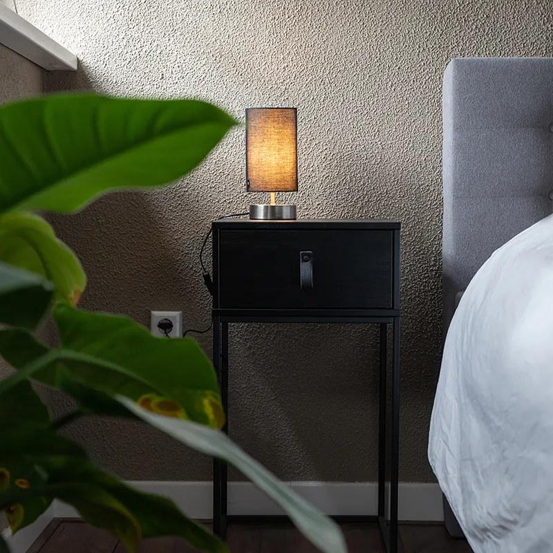 Lampada da tavolo moderna nera con acciaio - Milo 2