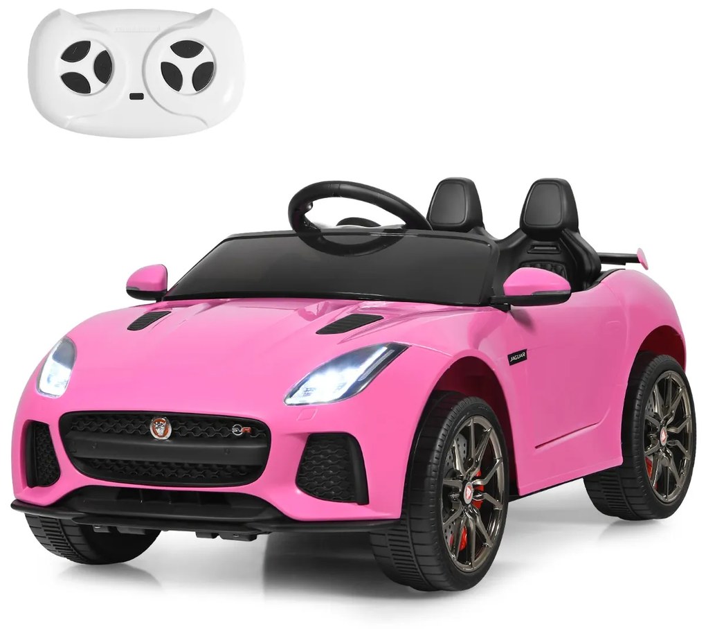 Costway Macchina Jaguar F-type SVR 12 V per bambini con telecomando, Macchina a batterie con musica e storie Rosa