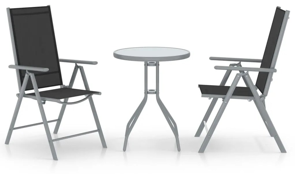 Set Da Bistrot 3 Pz İn Alluminio E Textilene Argento /