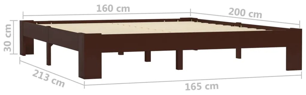 Giroletto Marrone Scuro in Legno Massello di Pino 160x200 cm