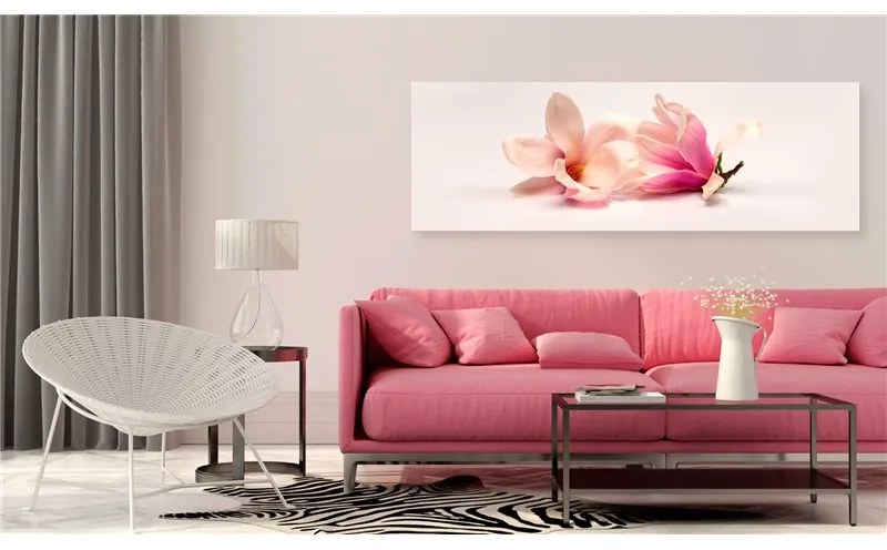 Quadro Beautiful Magnolias  Colore Grigio, Dimensioni e Misure 150x50