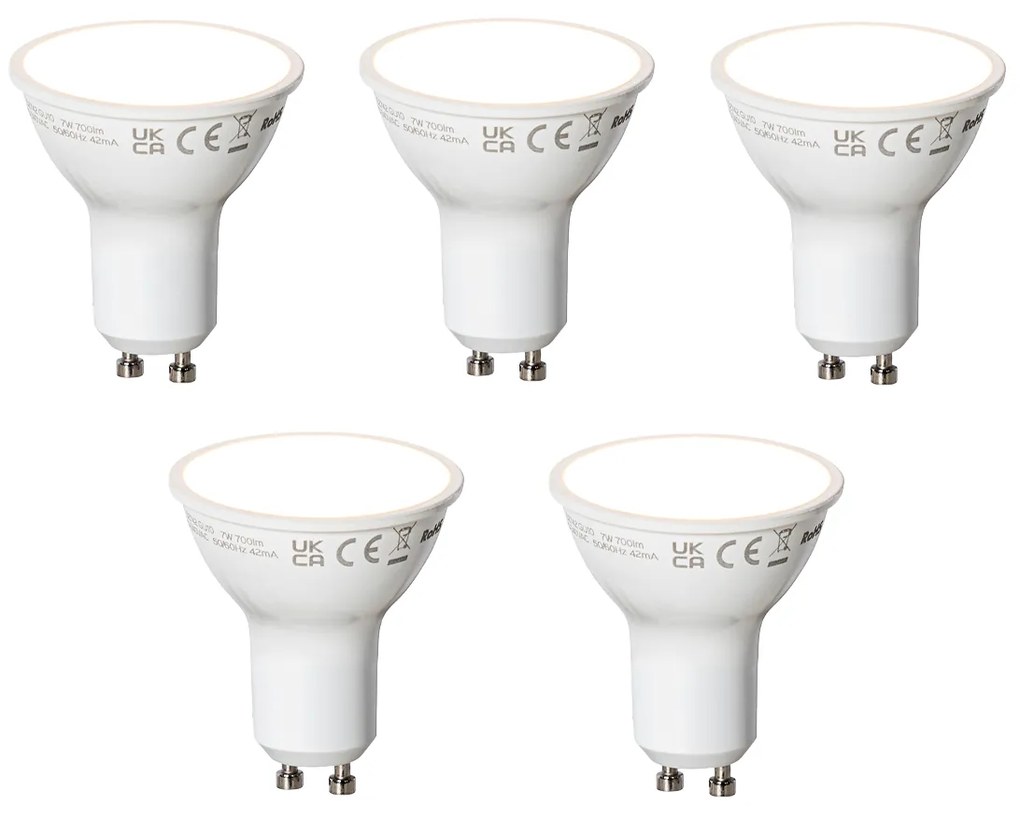 Set di 5 lampadine LED Smart GU10 bianche 7W 700 lm 3000K