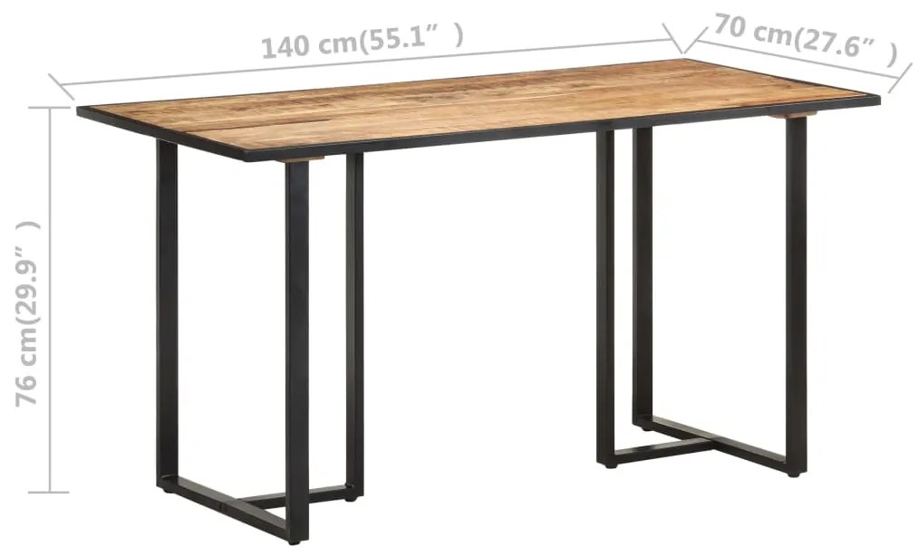 Tavolo da Pranzo 140 cm in Legno di Mango Grezzo