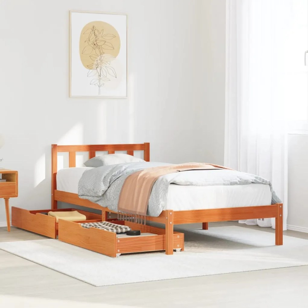 Letto senza materasso marrone cera 90x200 cm legno di pino