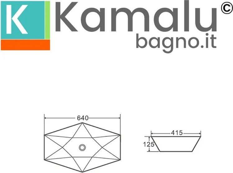 Lavabo da appoggio 64cm esagonale bianco | Litos-K64 - KAMALU
