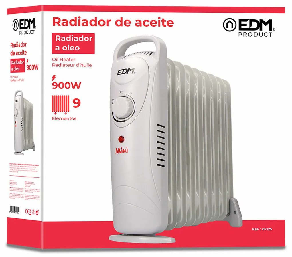 Radiatore a Olio (9 elementi) EDM Junior Bianco 900 W