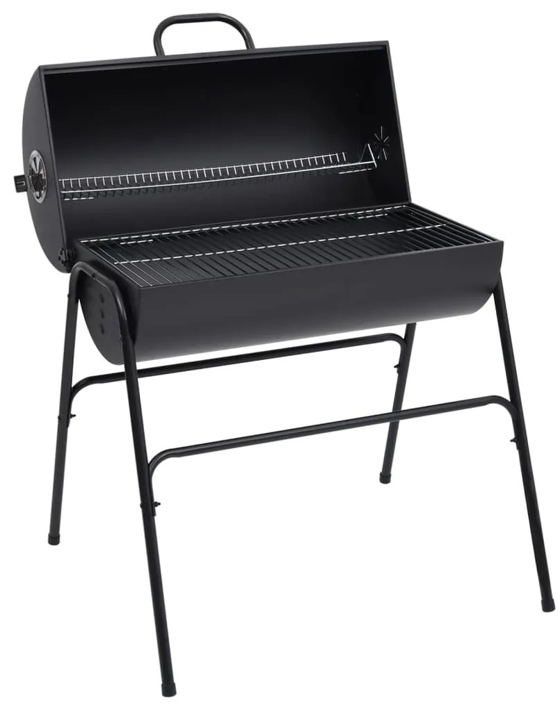 Barbecue A Barile 2 Griglie Di Cottura Nero 80x95x90 Cm Acciaio /