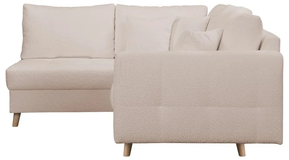 Divano angolare beige in tessuto bouclé (angolo sinistro) Ariella - Ropez