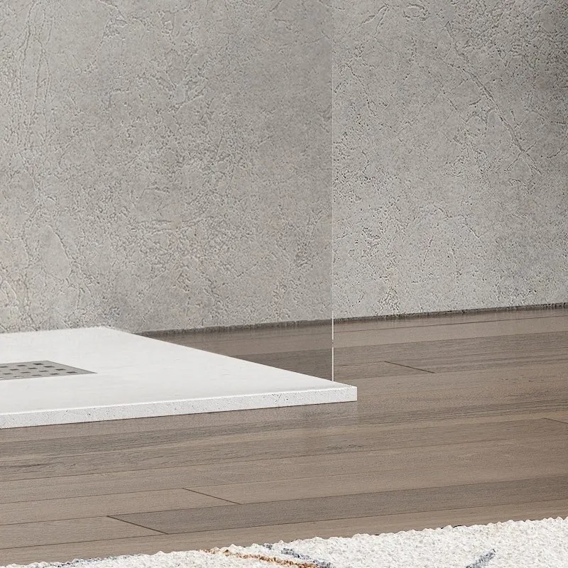 Kamalu - Parete Walk-in 170cm con staffe nere vetro trasparente KW3000N