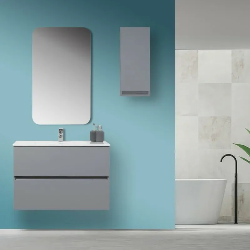 Pensile Sospeso Bagno Salvaspazio H. 69 cm Grigio Opaco con ripiano