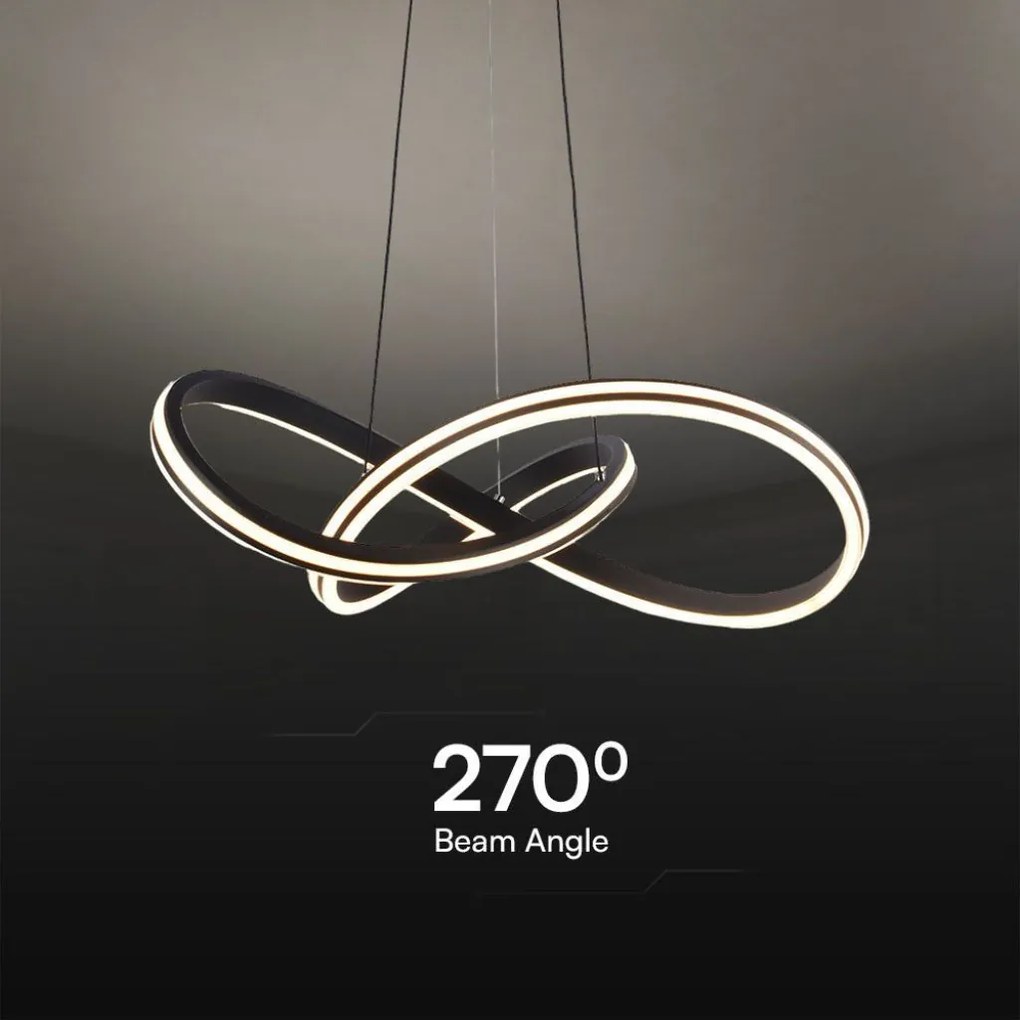 Lampadario LED moderno 40W nero in metallo con luce CCT 3in1