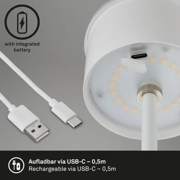 Brilo - Lampada da tavolo LED ricaricabile a sfioramento KIKI LED/2,6W/5V IP44 2600 mAh bianca