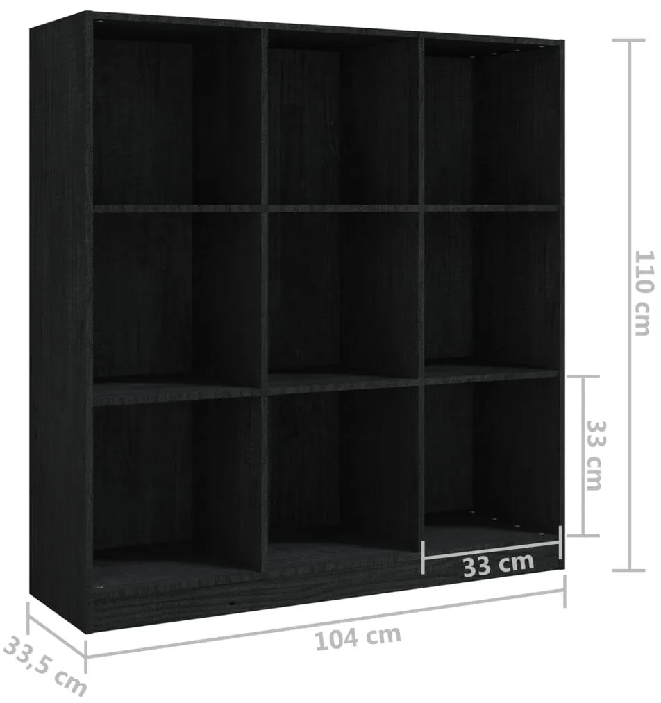 Libreria/Divisorio Nero 104x33,5x110 cm in Massello di Pino