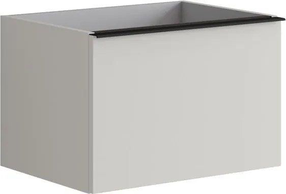 Mobile da bagno sospeso sotto lavabo Pixel plain 2 cassetti L 60 x H 40 x P 45.5 cm grigio pastello laccato opaco, con maniglia alluminio nero opaco