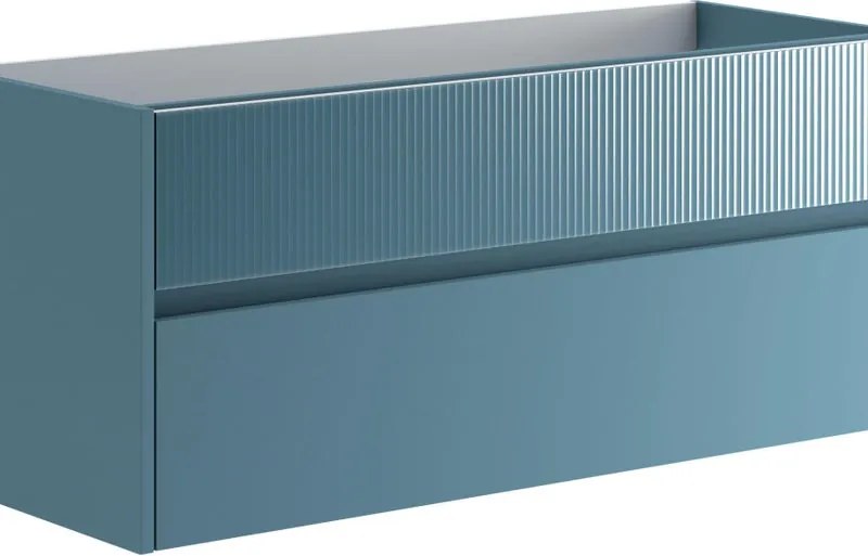 Mobile da bagno sospeso sotto lavabo Niwa 2 cassetti ideale per doppia vasca L119.5 x H50 x P45.5cm blu pacifico cannettato