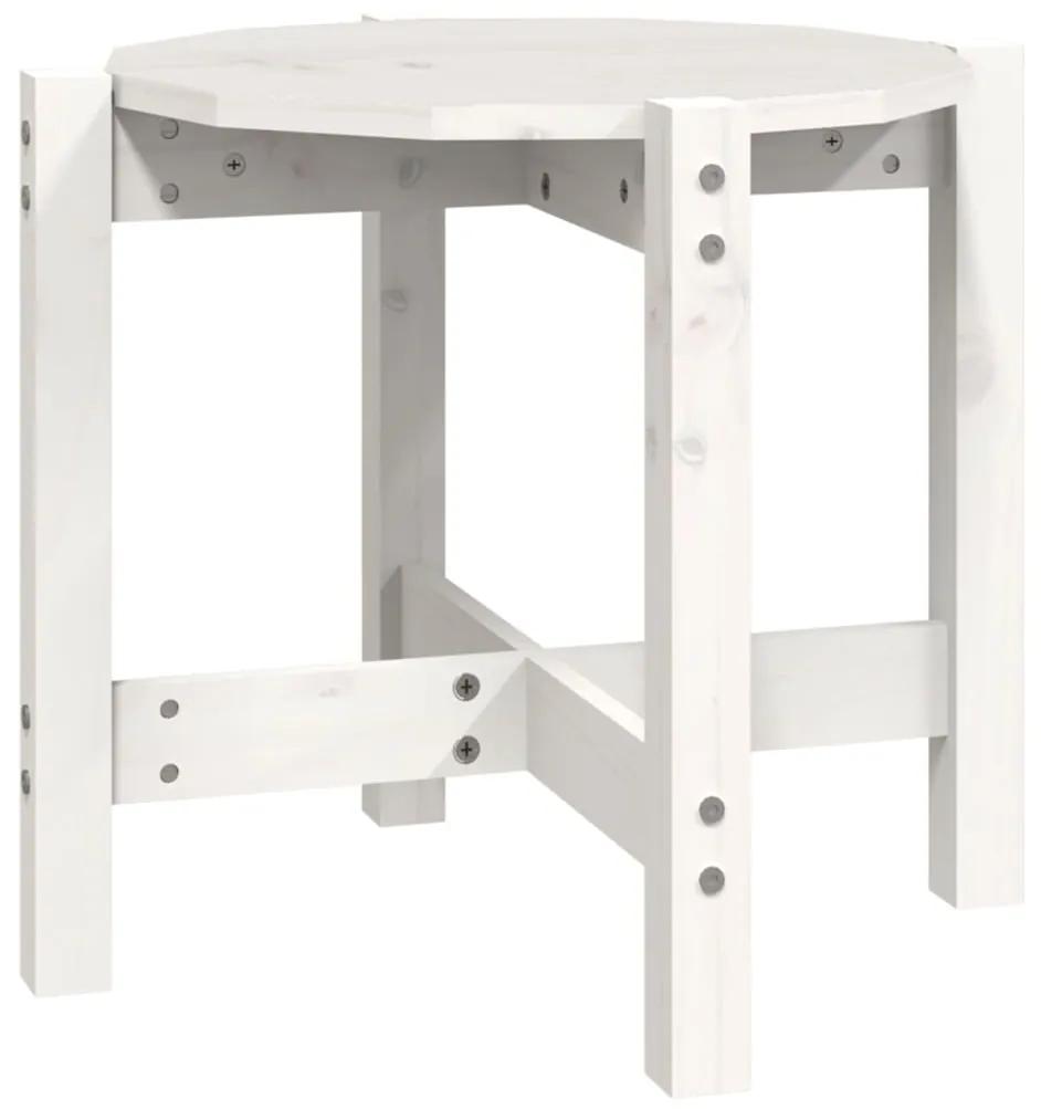 Tavolino da Salotto Bianco Ø 52,5x45 cm Legno Massello di Pino