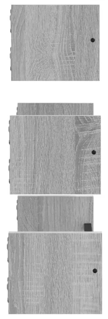 Set mensole parete con aste 3pz grigio sonoma legno multistrato