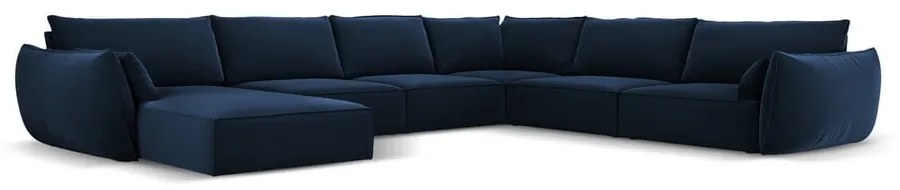Divano angolare blu scuro (con penisola a destra/a U) con rivestimento in velluto Vanda – Mazzini Sofas