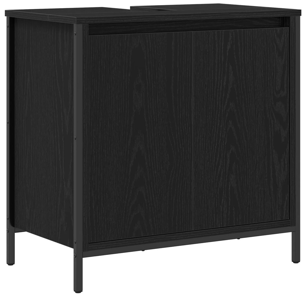 Set di mobili da bagno 5 pezzi in legno ingegnerizzato rovere nero