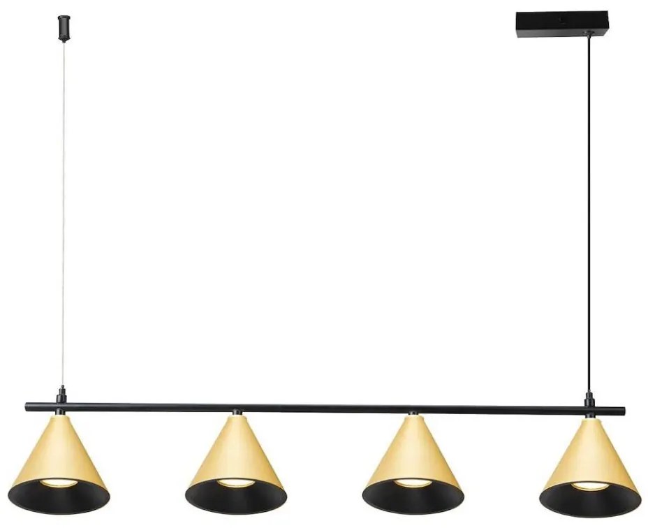 Lampadario a sospensione con filo CONE 4xGU10/10W/230V oro/nero