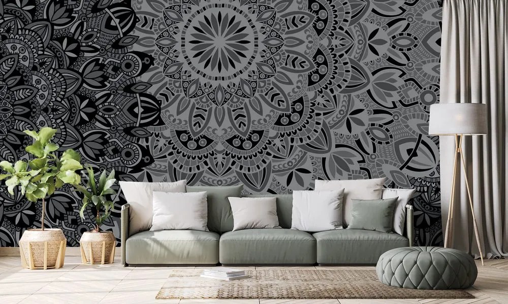 Carta da parati – Mandala stilosa in bianco e nero