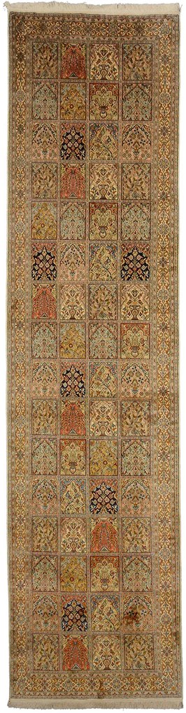 Cashmere Silk Tappeto 90x370 Beige (Indian) Annodato A Mano