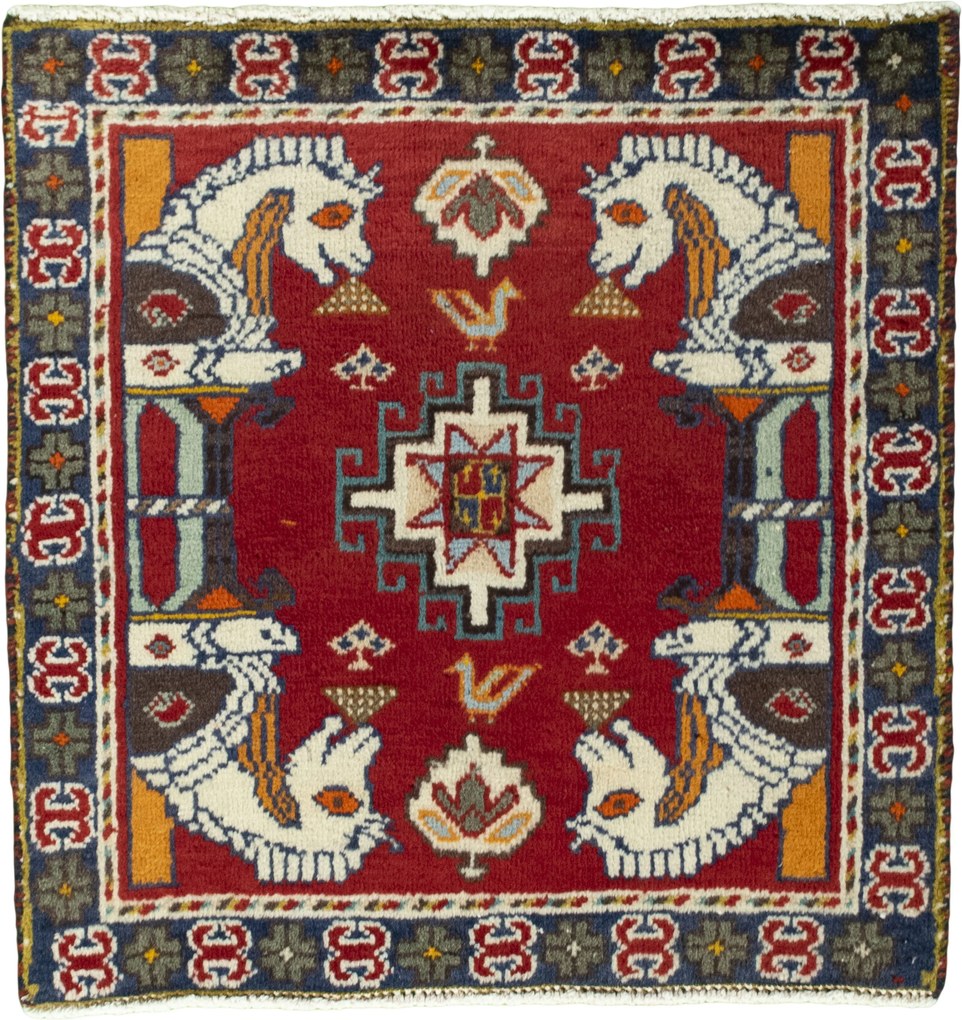 Shiraz Tappeto persiano 70 x 60 Rosso (Iran) Annodato A Mano