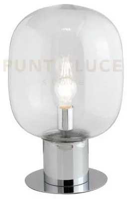 Lume fellini cromo 1 luce attacco e27 30x30x47cm in vetro trasparente
