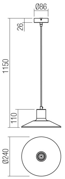 Redo 01-4054 - Lampadario a sospensione con filo FRESNO 1xE27/42W/230V diametro 24 cm