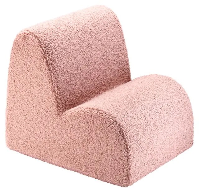 Poltrona per bambini rosa con rivestimento in bouclé Cloud – Wigiwama