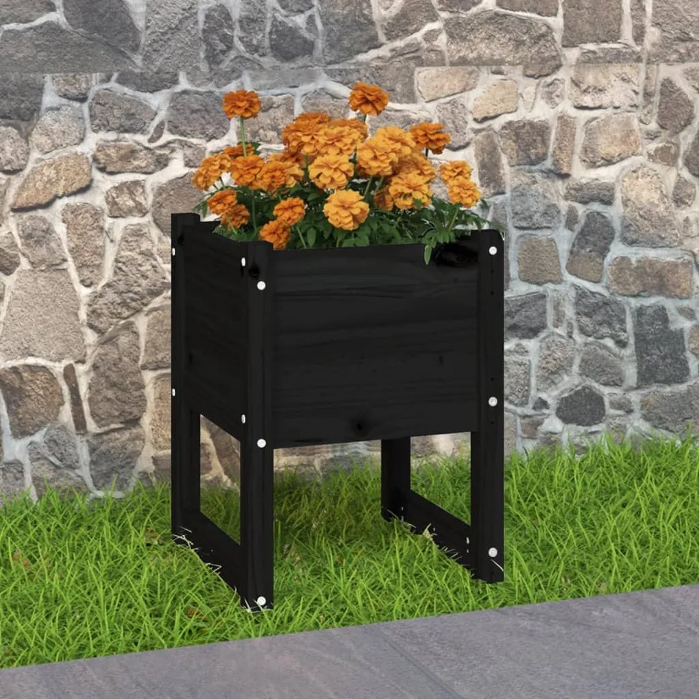 Fioriera Bianca 40x40x52,5 Cm İn Legno Massello Di Pino /