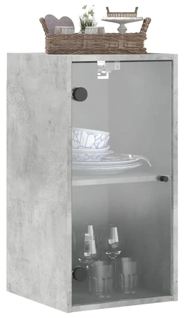 Mobile a muro con ante in vetro grigio cemento 35x37x68,5 cm
