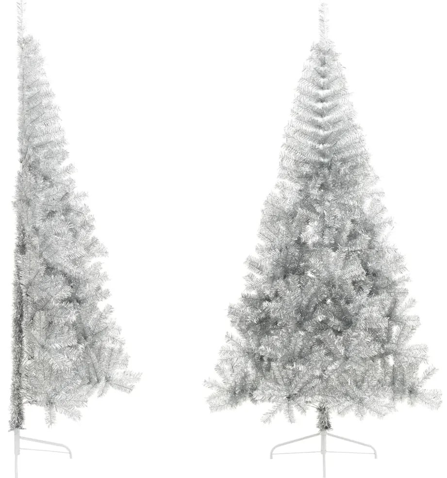 Albero Di Natale A Metà Con Supporto Argento 240 Cm Pet /