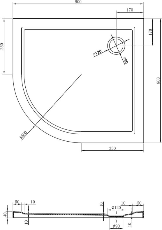 Mexen Flow piatto doccia semicircolare asimmetrico slim destro 90 x 80 cm, bianco lucido - 46Q108090R