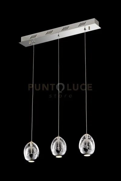Lampada a sospensione golden egg 3 luci, cromo, led 14,4w, 800lm 30...