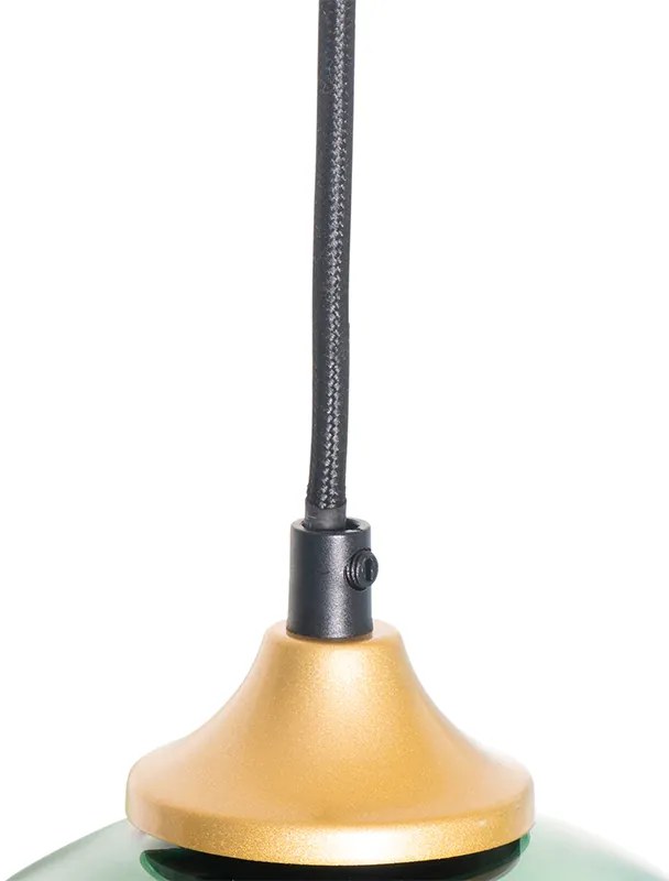 Lampada a sospensione smart ottone con vetro blu e verde 8 luci incl. 8 Wifi G95 - Sandra