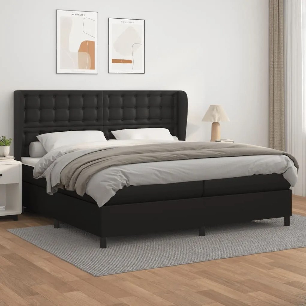 Giroletto A Molle Con Materasso Nero 200x200 Cm İn Similpelle /