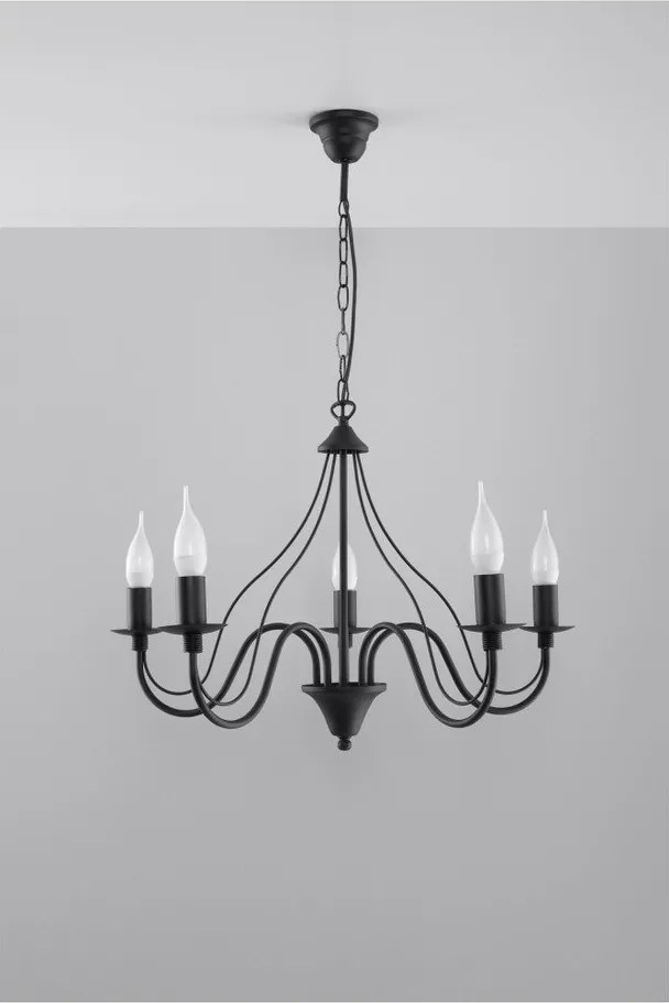 Lampada a sospensione nera 5 Fiorano - Sollux