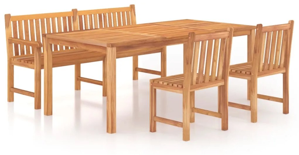 Set da pranzo per giardino 4 pz in legno massello di teak