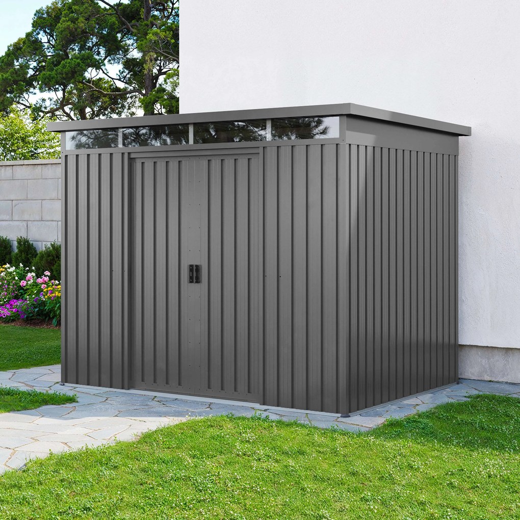PRIMEYARD Casetta da giardino 220 x 160 cm, grigio perla - (GFPV01009)