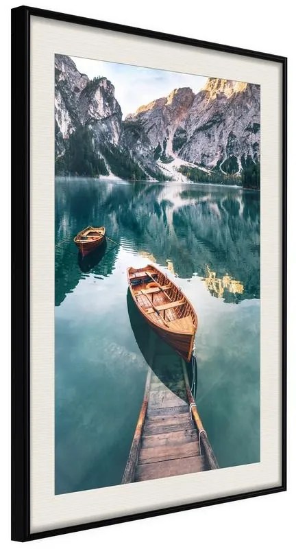 Poster Lake in a Mountain Valley  Cornice Quadri Cornice nera con pass-partout, Larghezza x Altezza Home decor 30x45